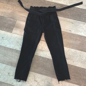 Black Paperbag Waist Pants